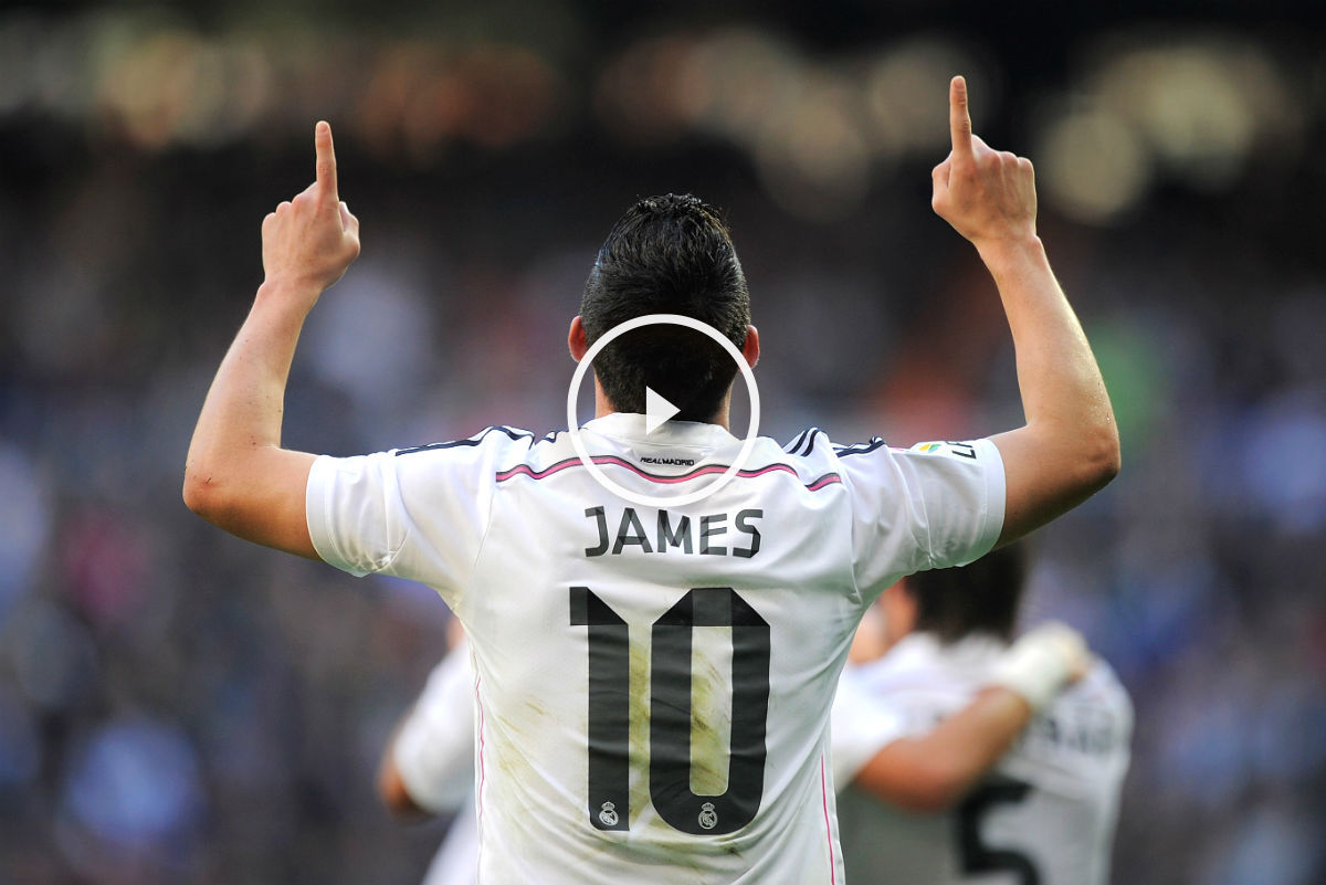 James celebra un gol en el Bernabéu. (AFP)