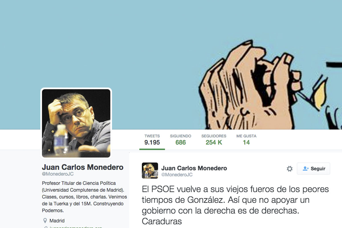 Cuenta de Twitter de Juan Carlos Monedero.