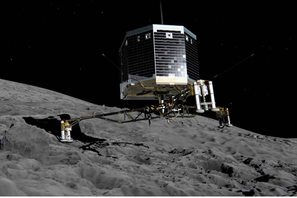 Una simulación virtual del robot Philae posándose en el cometa. (Foto: ESA)