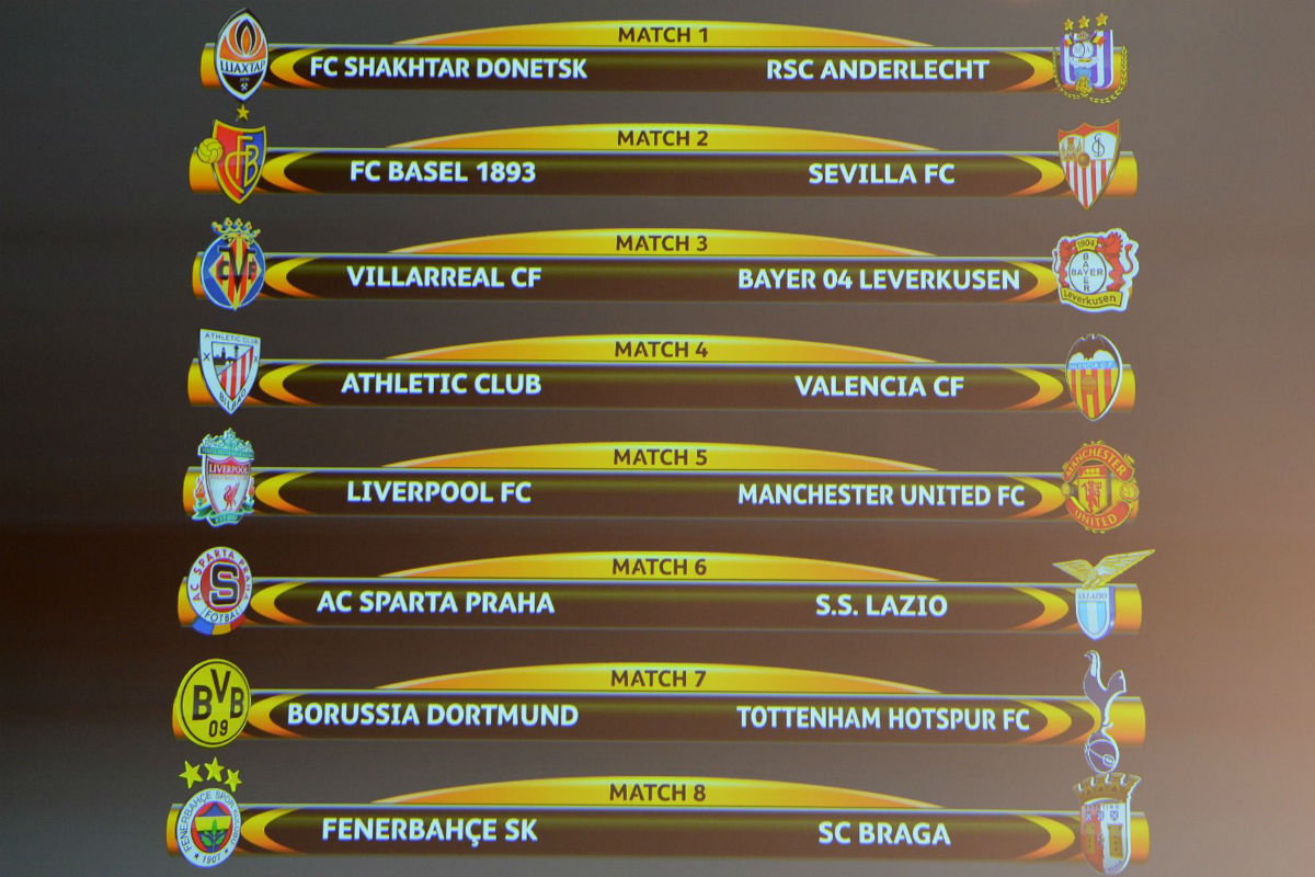 Así quedó el sorteo de octavos de la Europa League.