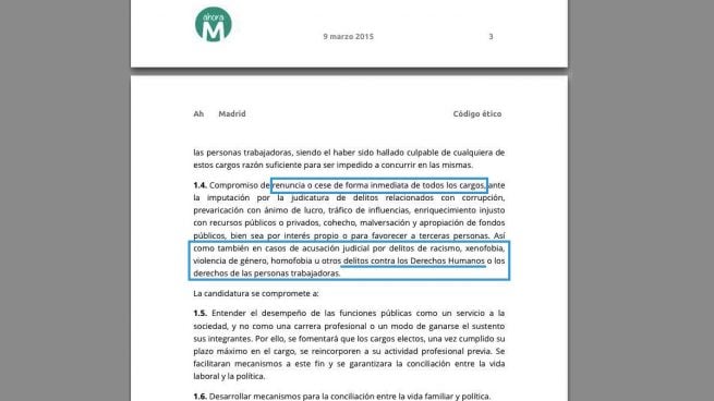 PP y Cs apuntan a la inmediata dimisión de Rita Maestre en cumplimiento de su propio código ético