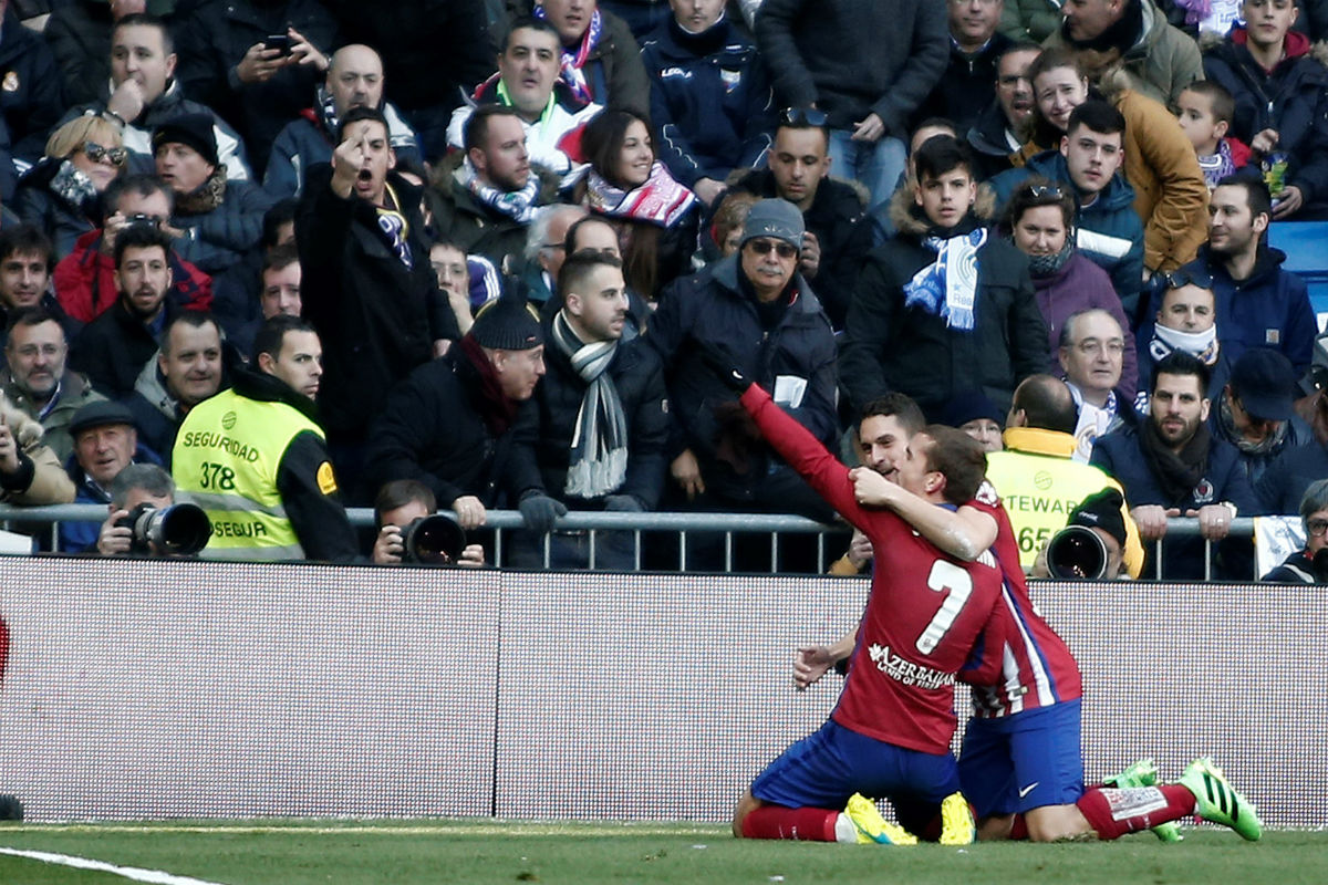 Griezmann celebrando un gol en el Bernabéu