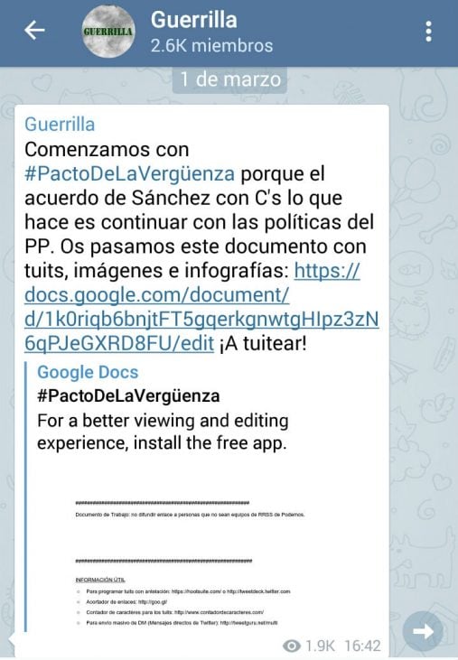 Uno de los muchos documentos de trabajo compartidos.