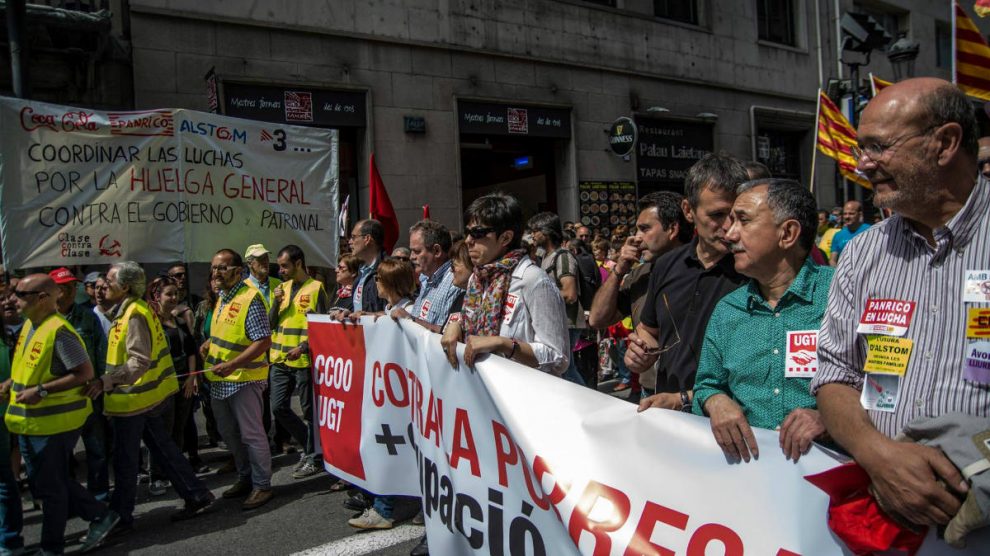 Trabajadores de Panrico en una protesta.