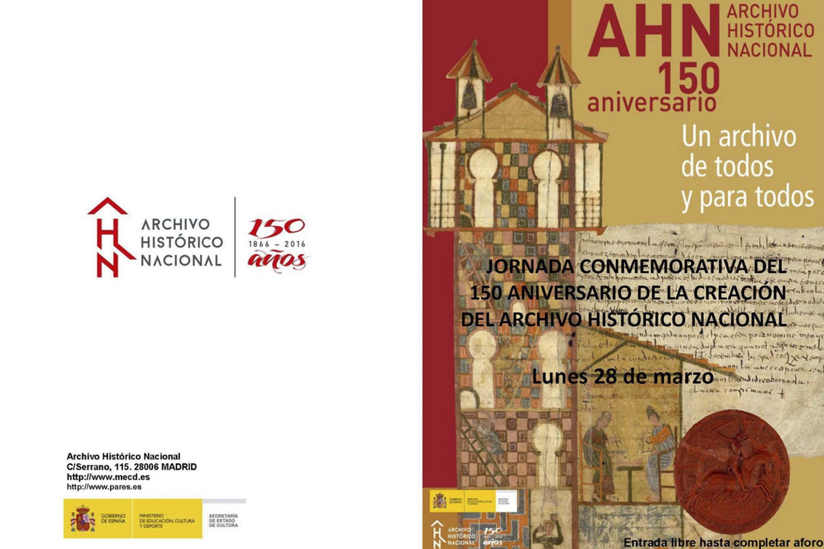 Cartel promocionador del 150 aniversario del Archivo Histórico Nacional. (Foto: AHN)