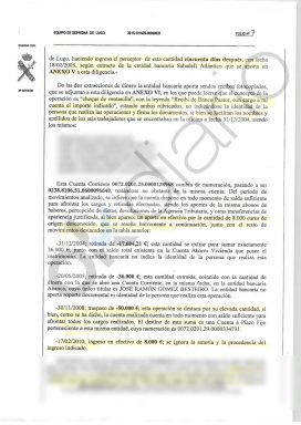 Informe de la Guardia Civil en el que aparecen las operaciones sospechosas de Besteiro.