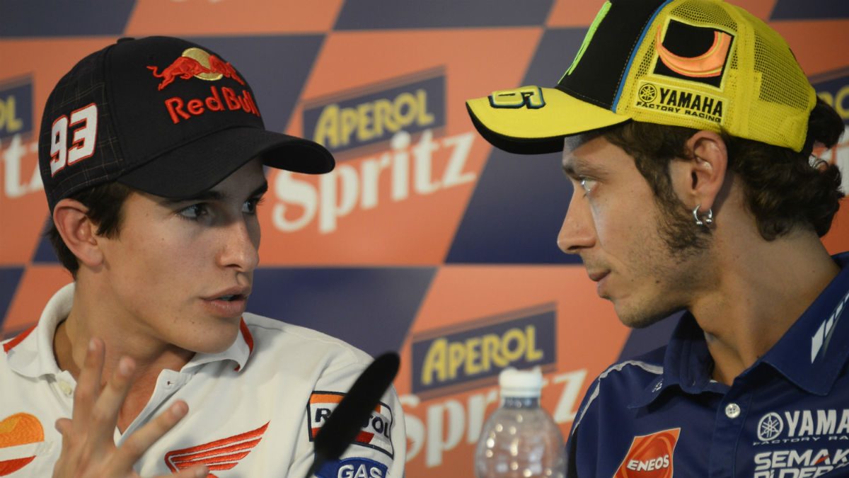 Márquez y Rossi, en una rueda de prensa. (Getty)