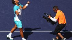 Rafa Nadal celebra la victoria ante Nishikori en Indian Wells. (Getty)