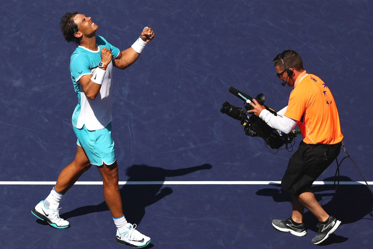 Rafa Nadal celebra la victoria ante Nishikori en Indian Wells. (Getty)