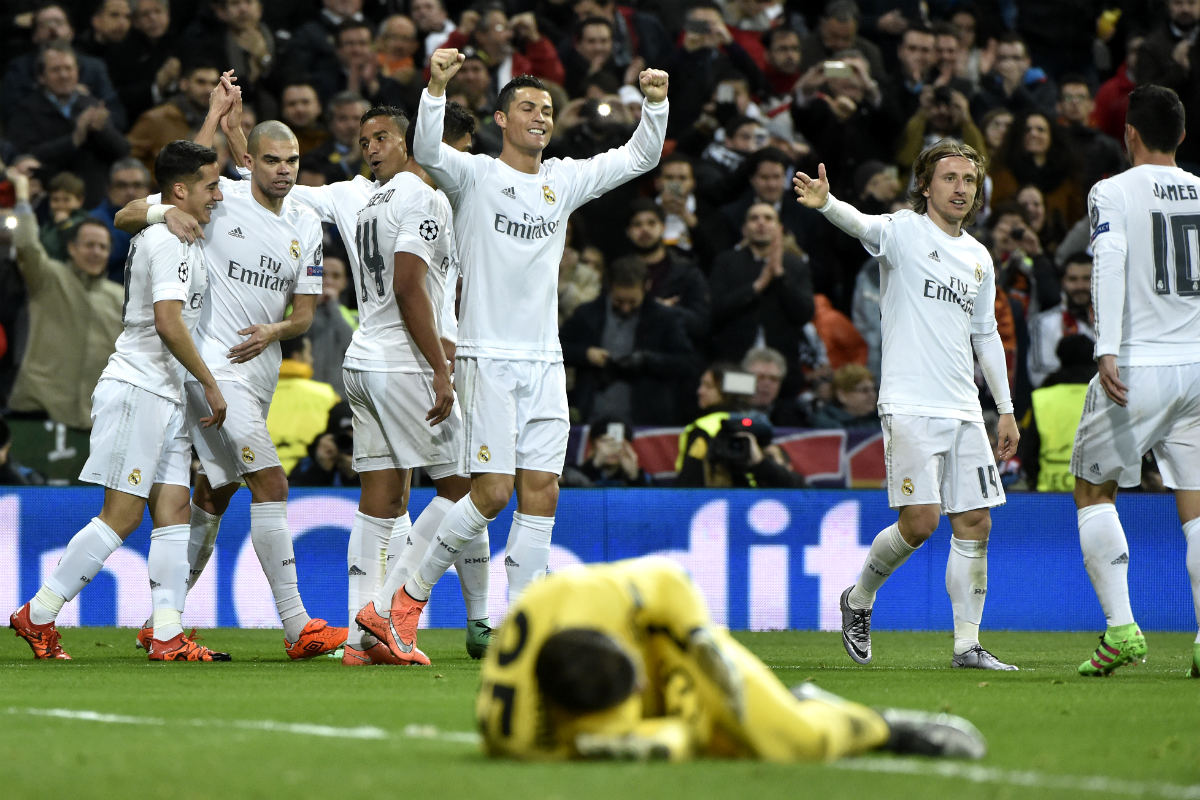 Cristiano Ronaldo celebra el primer gol del Madrid. (AFP)
