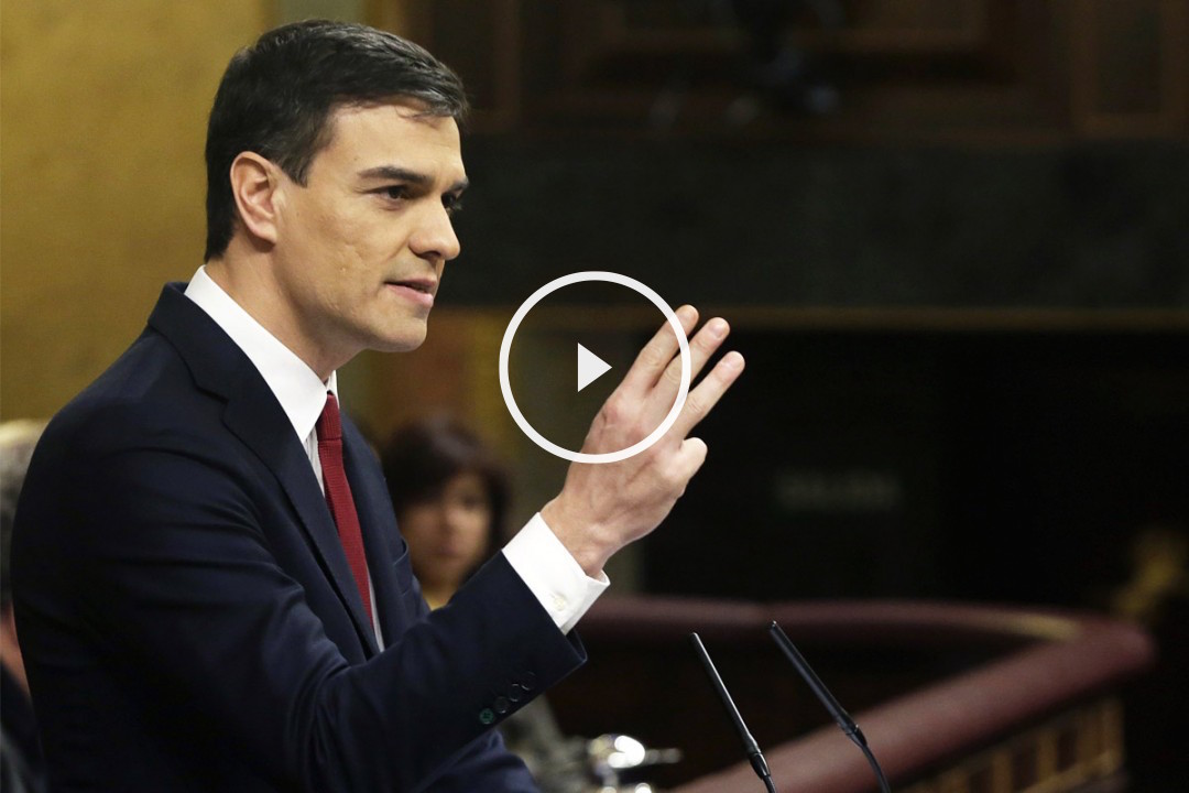 Pedro Sánchez durante su discurso de investidura. (Foto: EFE)