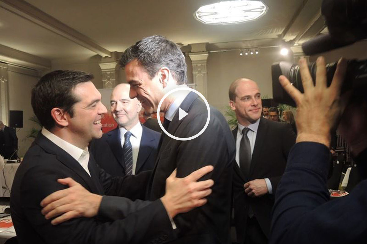 Tsipras y Sánchez en Bruselas. (Foto: PSOE)