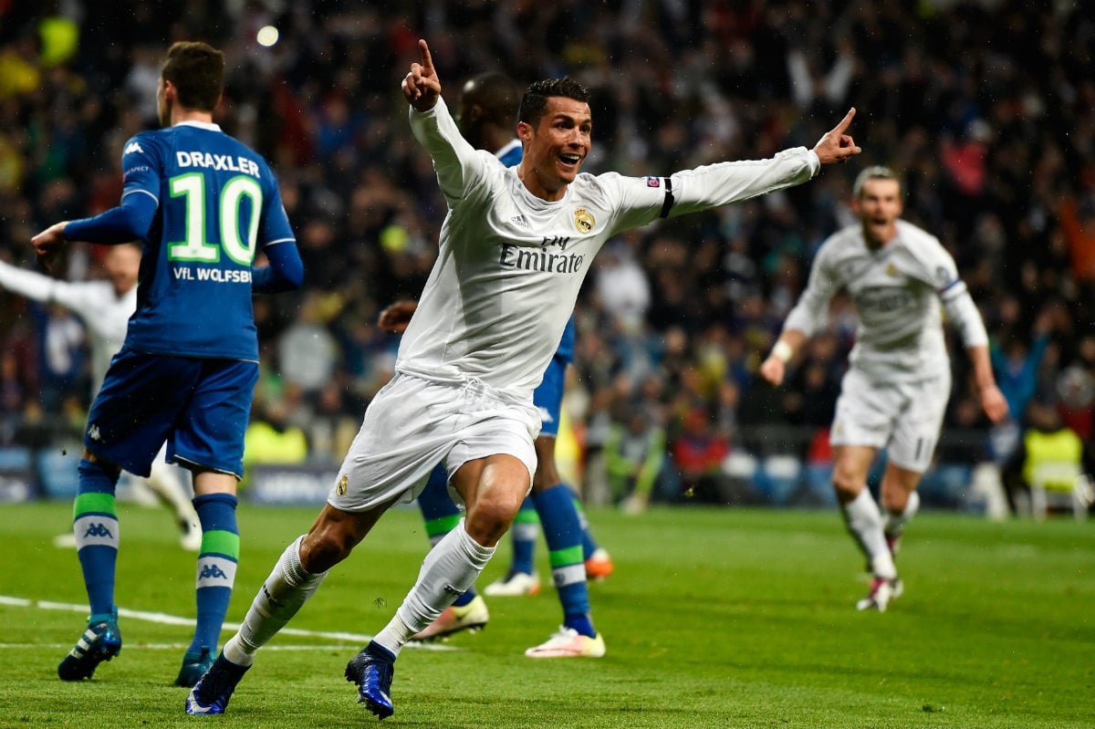 Cristiano celebra su segundo gol contra el Wolfsburgo. (Getty)