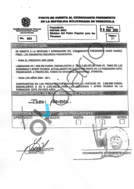 Documento de la ayuda concedida por Hugo Chávez a la Fundación CEPS.