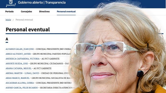 Carmena oculta personal eventual de Ahora Madrid en el portal oficial de transparencia