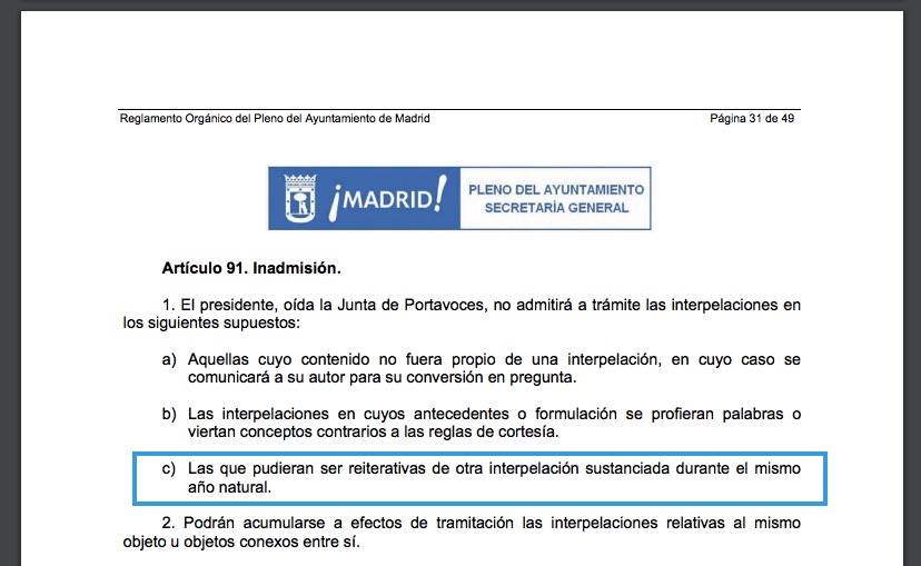 Reglamento de los plenos de distrito de Madrid