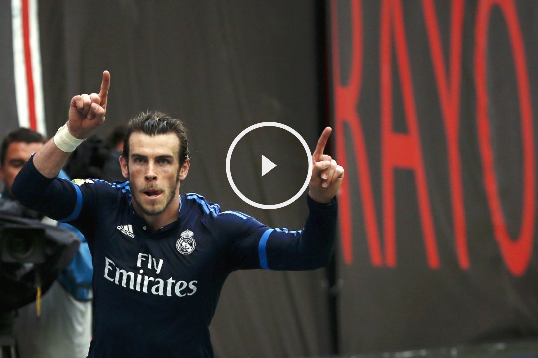 Bale celebra el 2-3 del Madrid en Vallecas. (Reuters)