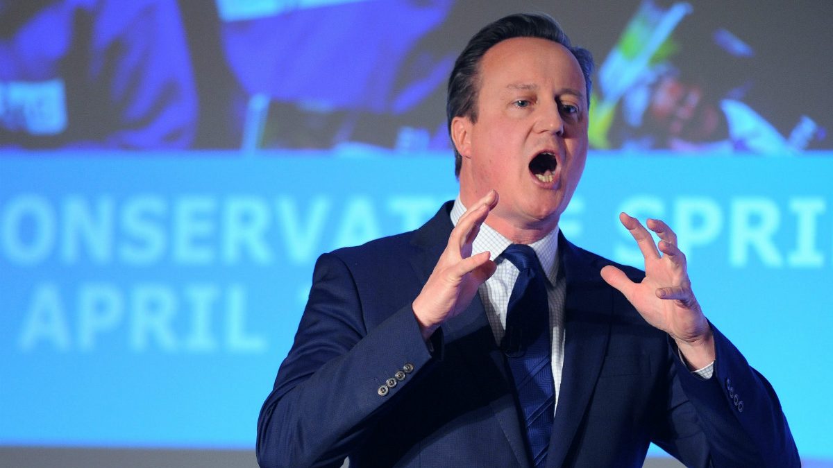 El primer ministro británico, David Cameron, en la convención de los conservadores. (AFP)