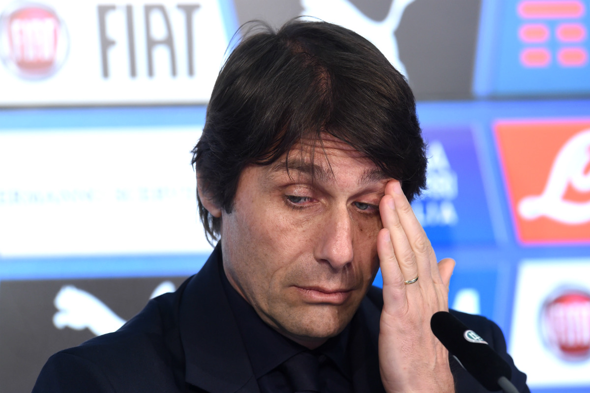 Antonio Conte, en la rueda de prensa del Alemania-Italia. (AFP)