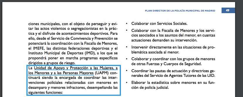 Extracto del Plan Director de Policía de Carmena que reemplaza la palabra familia. (Clic para ampliar)