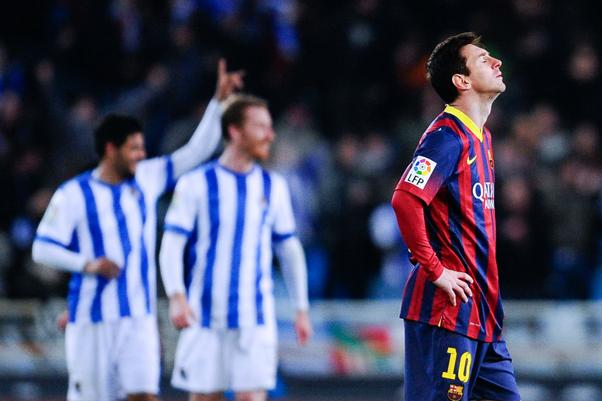 A Messi no se le da bien Anoeta. (Getty)