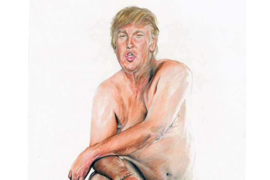 La controvertida pintura firmada por Illma Gore muestra al candidato republicano con un miembro viril de escasas proporciones.