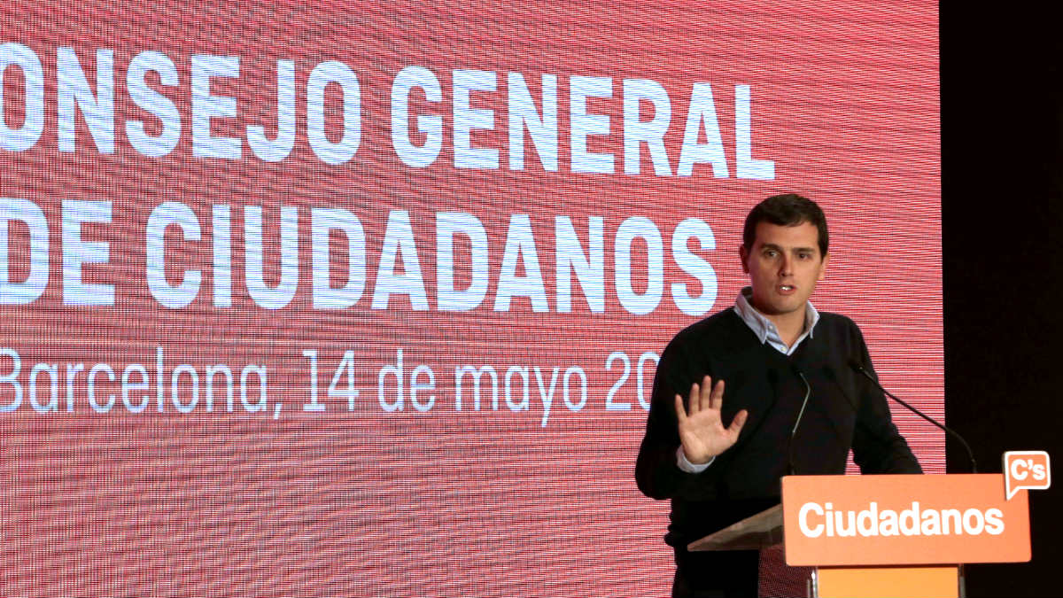 Albert Rivera en el acto de Ciudadanos este sábado en Barcelona (Foto: Efe).