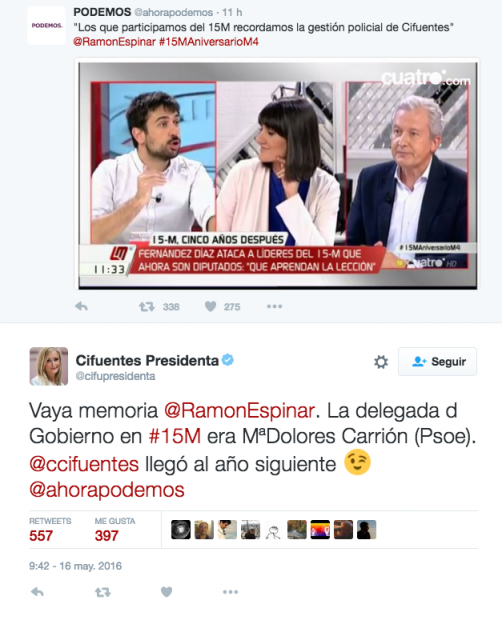 El podemita Ramón Espinar manipula el recuerdo del 15M para inventar ataques a Cifuentes