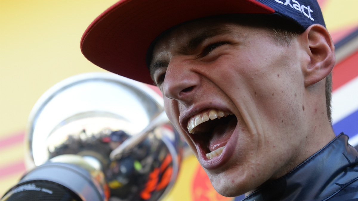 Max Verstappen celebra su triunfo en el GP de España. (AFP)