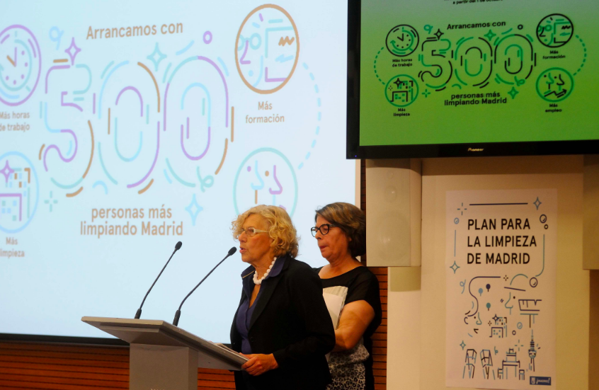 Carmena junto con Inés Sabanés han emprendido un gran plan por la limpieza de la capital. (Foto: Madrid)
