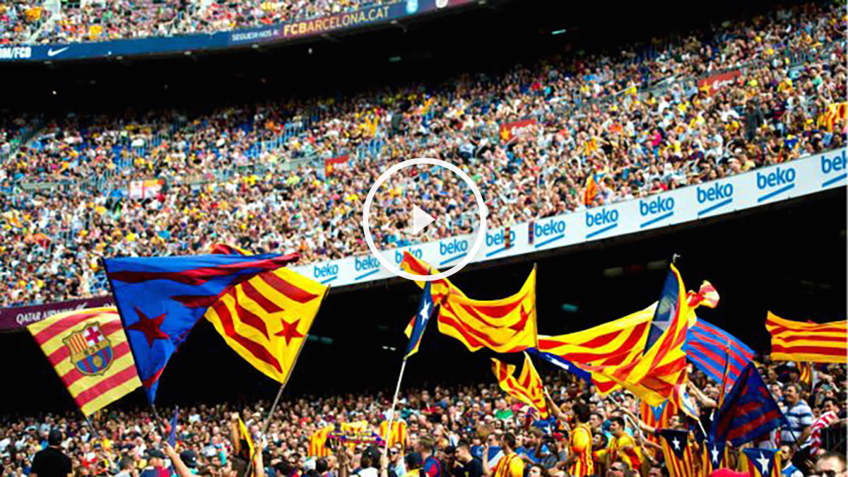 Las esteladas fueron protagonistas en la última final de Copa en el Camp Nou. (AFP)