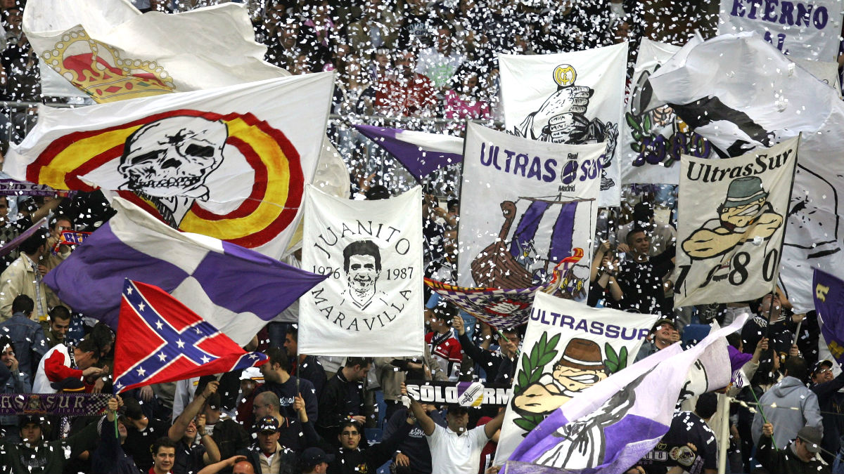 Los Ultra Sur durante un partido del Real Madrid. (Getty)