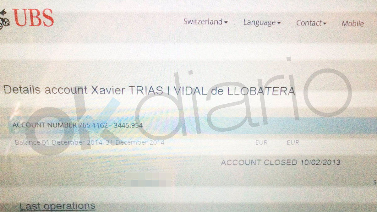 Documento facilitado a la Policía española por un confidente suizo