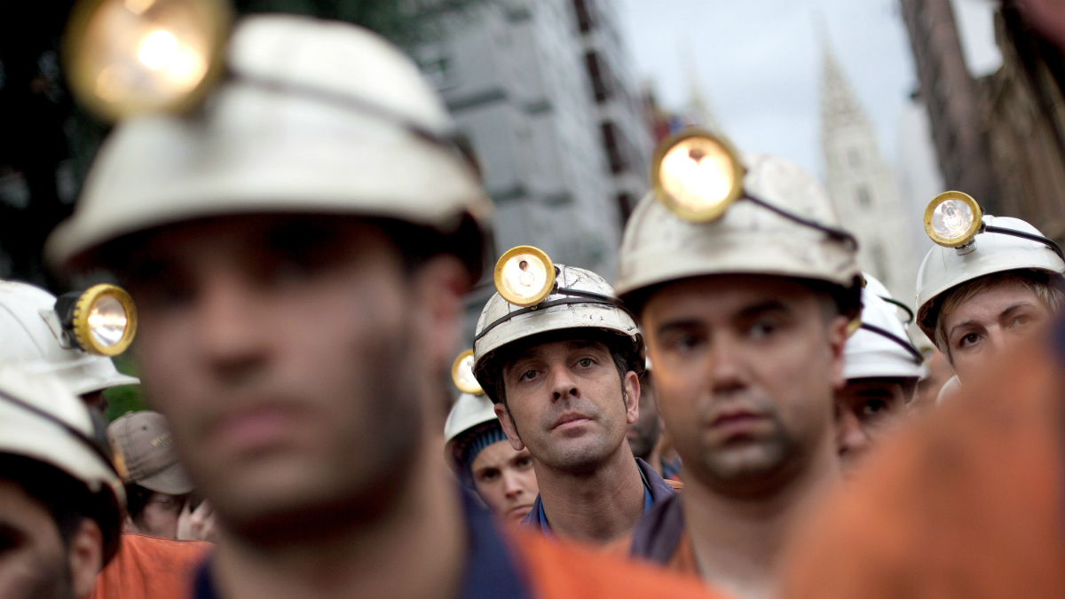 Mineros durante una manifestación en Oviedo (Foto: GETTY).