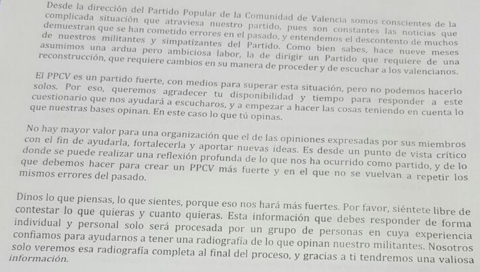 El PP de Valencia encarga una encuesta para saber cuántos votos se han fugado a Ciudadanos