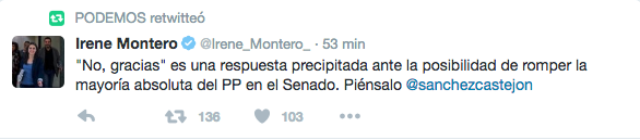 Iglesias propone al PSOE una coalición anti PP en el Senado y Sánchez dice «no»