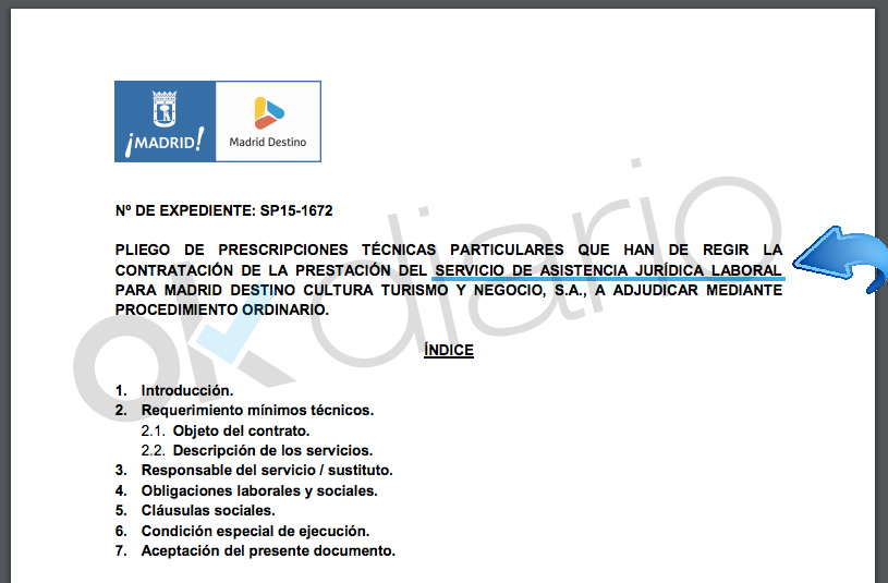 Licitación para despedir en Madrid Destino. (Clic para ampliar)