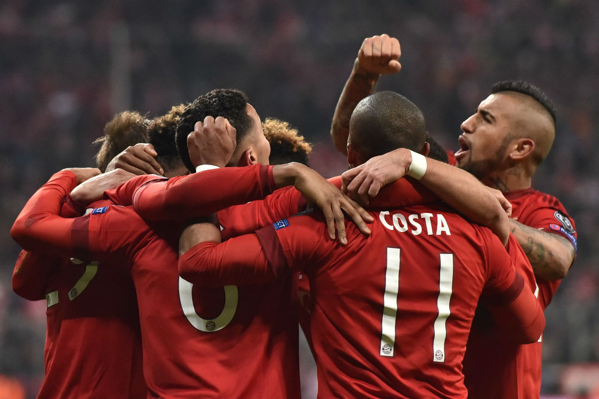 El Bayern celebra un gol en el Allianz Arena. (Getty)