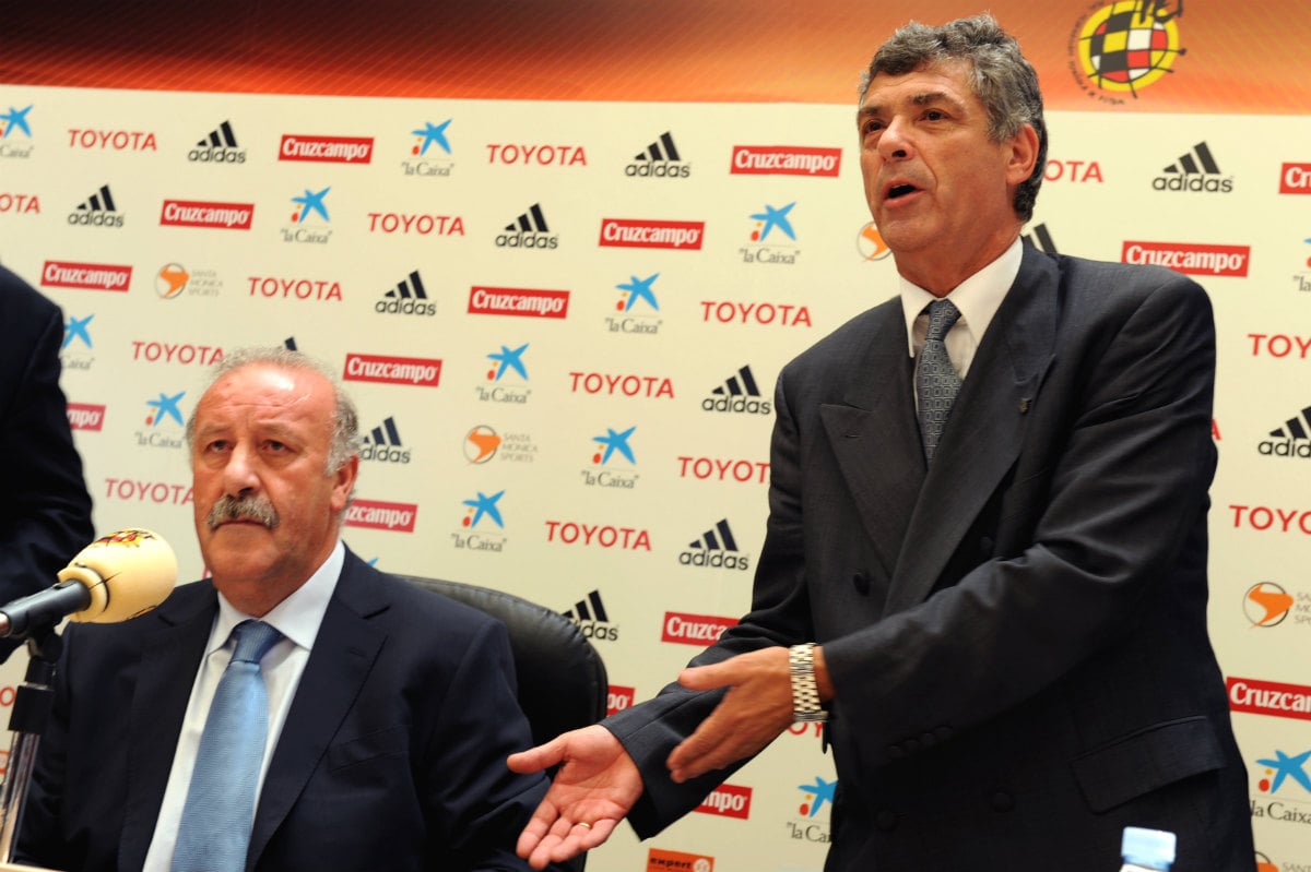 Ángel María Villar en la presentación de Del Bosque hace 8 años. (AFP)