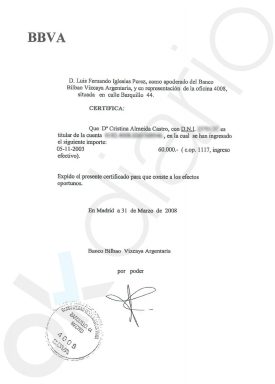 Certificado bancario de Cristina Almeida 1.