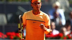 Nadal celebra la victoria ante Kuznetsov en Madrid. (Getty)