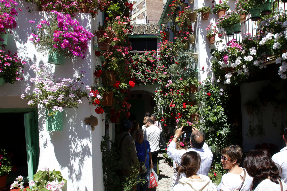 Las flores son las protagonistas del popular concurso de Rejas y Balcones que organiza el Ayuntamiento de Córdoba. (Foto: EFE)