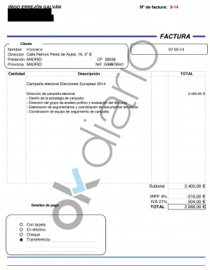 Factura 3-14 Campaña electoral