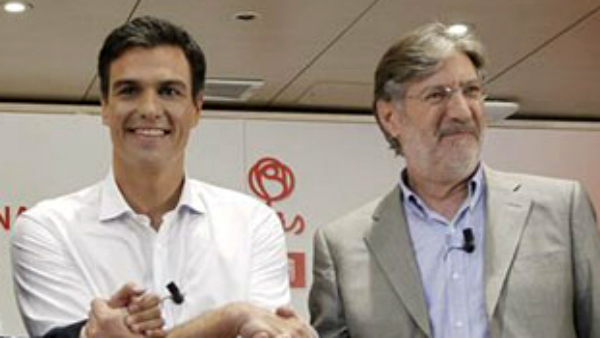 Sánchez y Pérez Tapias, durante su carrera por la Secretaría general del PSOE.