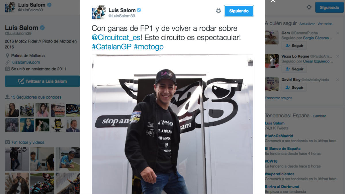 Este fue el último tuit de Luis Salom. (Twitter)