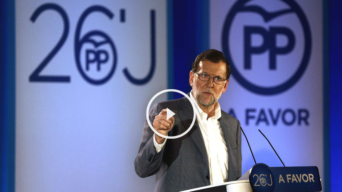 Rajoy en el acto de este sábado en Barcelona (Foto: Efe).