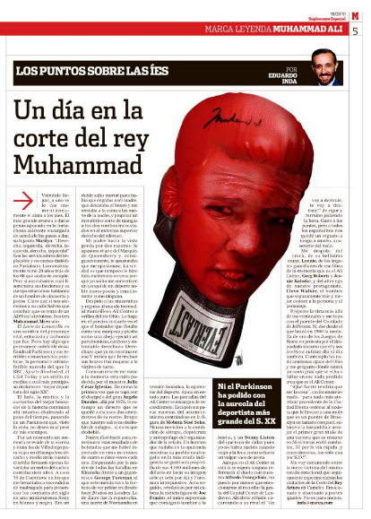 El artículo de Eduardo Inda en el suplemento especial de la entrevista a Muhammad Ali. 