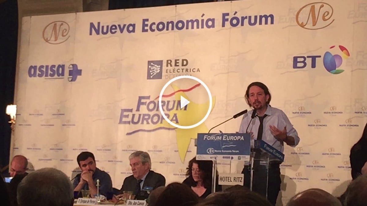 Pablo Iglesias en el desayuno de Nueva Economía Fórum.