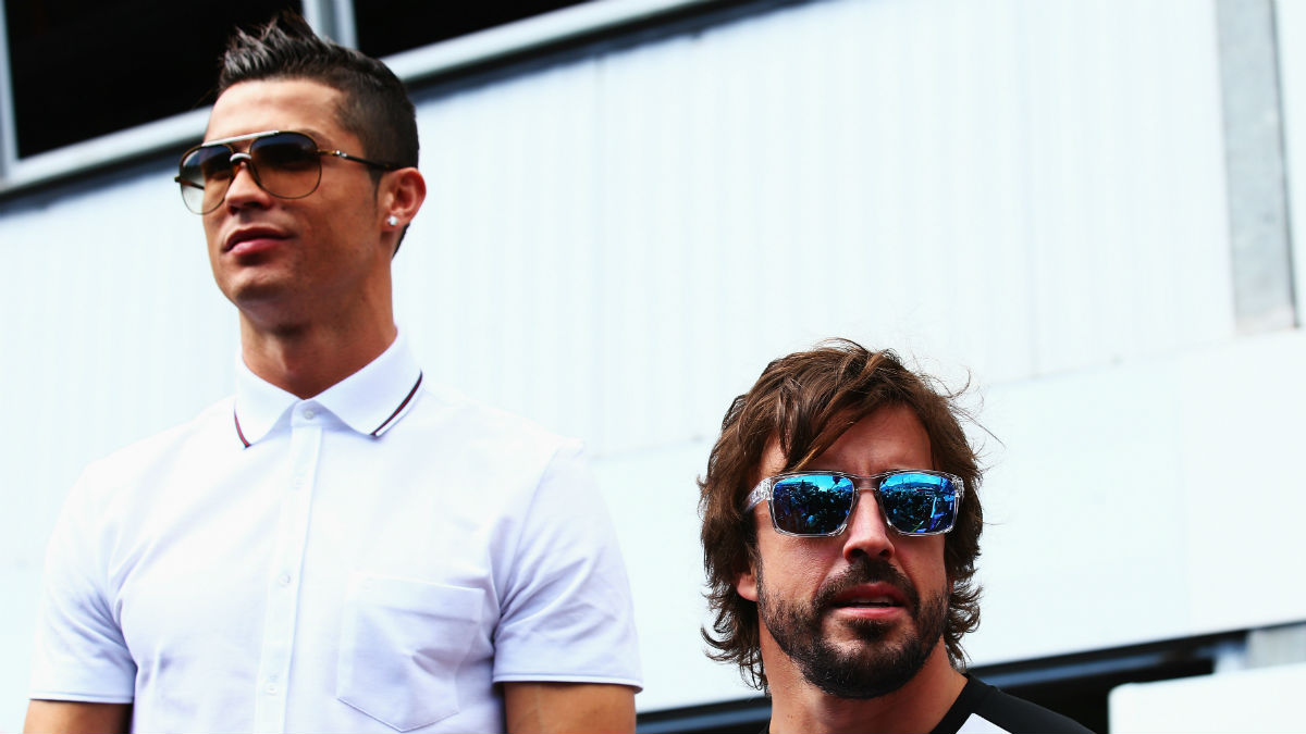 La visita de Cristiano Ronaldo al GP de Mónaco de 2015 le hizo mucha ilusión a Fernando Alonso. (Getty)