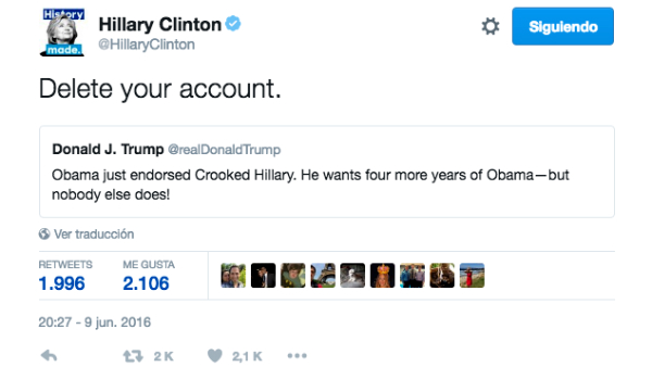 La bronca en Twitter entre Hillary Clinton y Donald Trump.